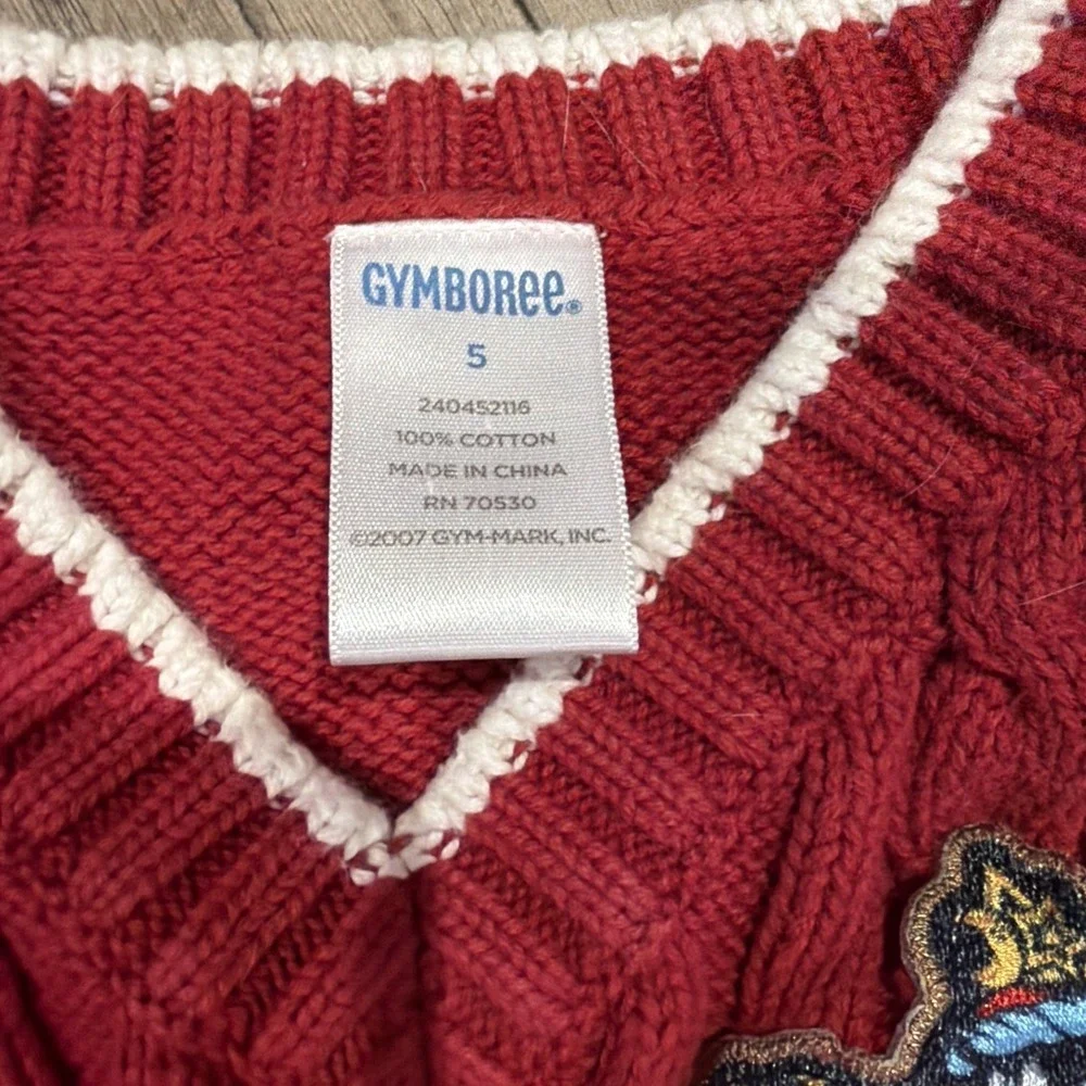 Gymboree Harry Potter Gryffindor Cable‎ Knit Sweater Vest 2007 Kids Size 5 HTF